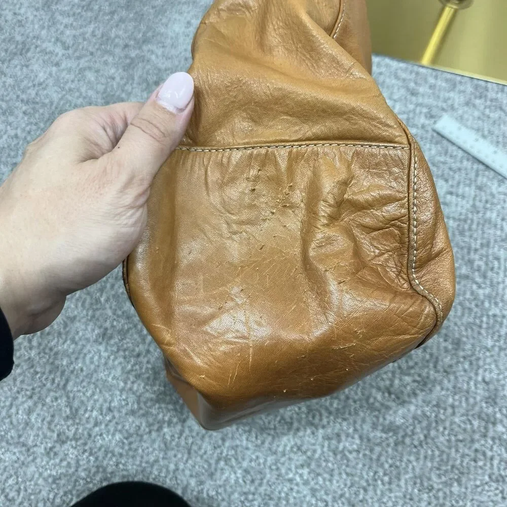 Hype Hobo Bag Womens Large Tan Leather Chain Link Shoulder Slouchy Boho